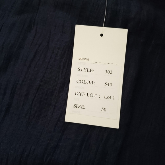 NWT Navy Blue Linen Blend Straight Leg Pants Lightweight Plus Size - Picture 6 of 9